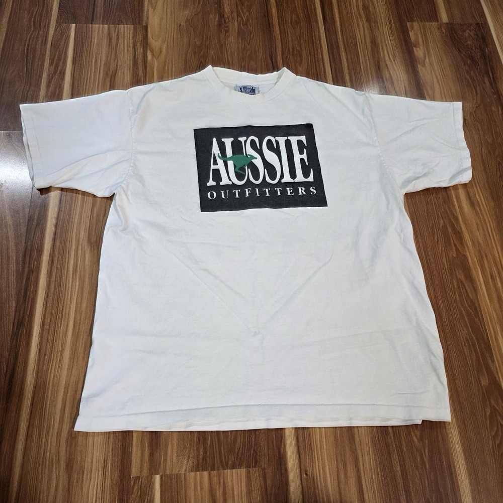 Vintage Aussie Outfitters Shirt Mens Large White AussieT Company USA Graphic Tee